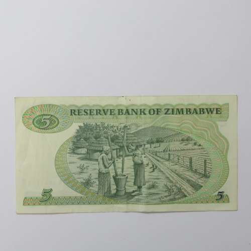 Zimbabwe Harare 1994 5 Dollars banknote - Some folds and creases