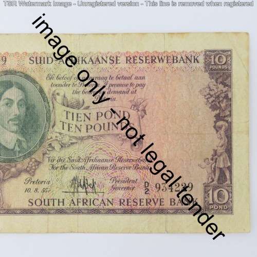 MH de Kock 3rd Issue 10 pound 10-8-55 D2