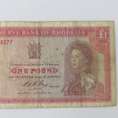 Rhodesia Salisbury September 1967 one pound banknote