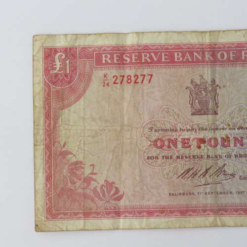Rhodesia Salisbury September 1967 one pound banknote