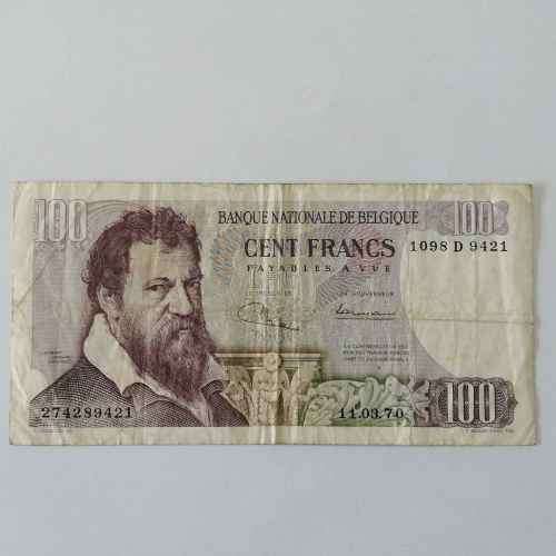 1969 Belgium 100 Francs banknote