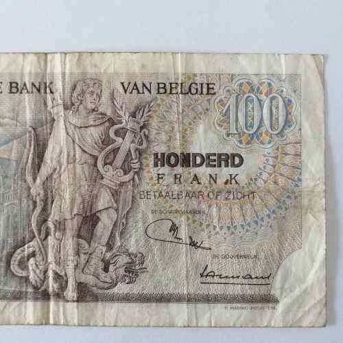 1969 Belgium 100 Francs banknote