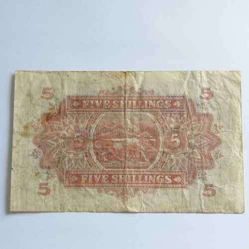 The East African Currency Board Banknote Five Shillings 1939 - VF+