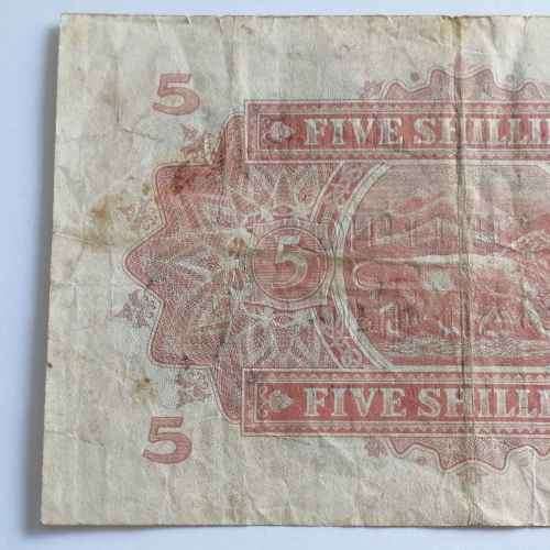 The East African Currency Board Banknote Five Shillings 1939 - VF+
