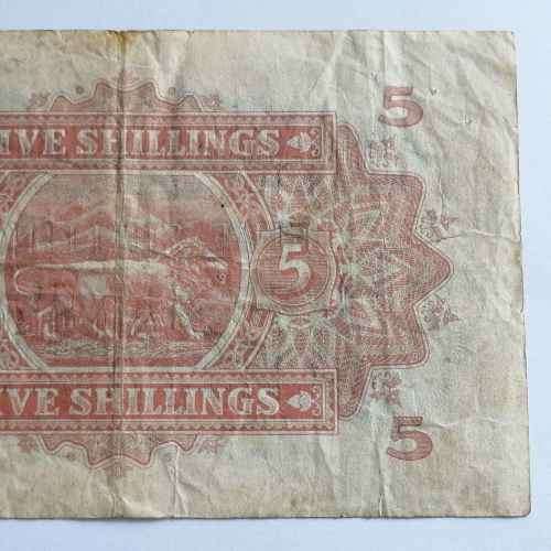 The East African Currency Board Banknote Five Shillings 1939 - VF+