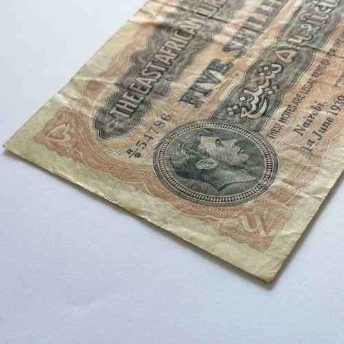 The East African Currency Board Banknote Five Shillings 1939 - VF+