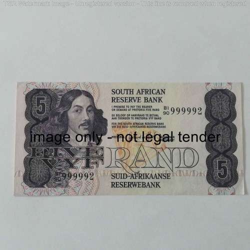 GPC de Kock R5 banknote with nice number 999992