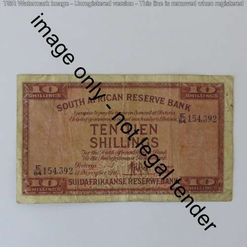 MH de Kock 1st Issue Ten Shillings
