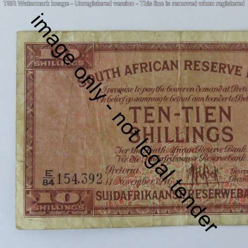 MH de Kock 1st Issue Ten Shillings