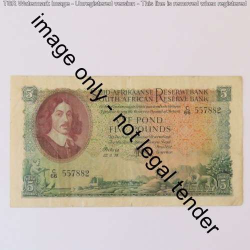 MH de Kock 3rd issue 22-5-58 Afr over Eng 5 pound