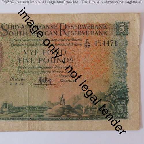 MH de Kock 3rd issue 7-3-57 5 pound Afr over Eng