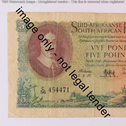 MH de Kock 3rd issue 7-3-57 5 pound Afr over Eng