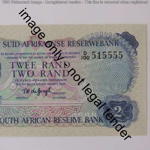 TW de Jongh R2 banknote uncirculated with nice number 515555
