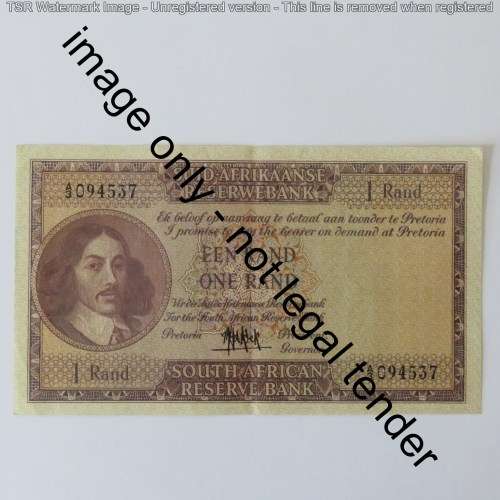 MH de Kock 4th Issue one rand AU corner bent and slight fold