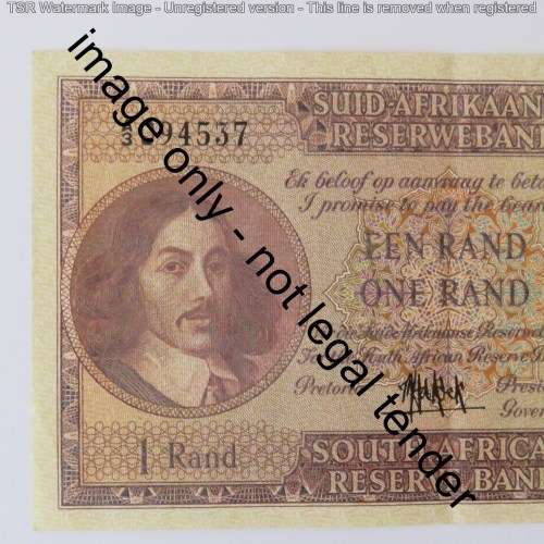 MH de Kock 4th Issue one rand AU corner bent and slight fold