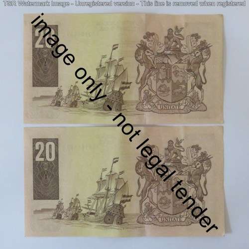 CL Stals Pair of R20 banknotes with consecutive numbers