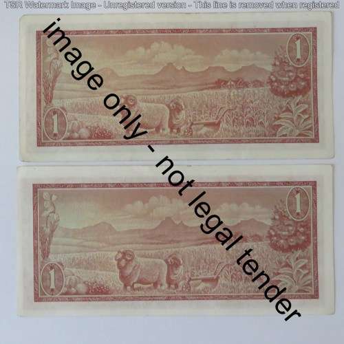 TW de Jongh 3rd issue pair of uncirculated R1 notes with consecutive numbers