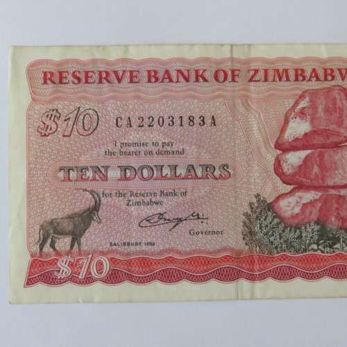 Zimbabwe $10 banknote 1980