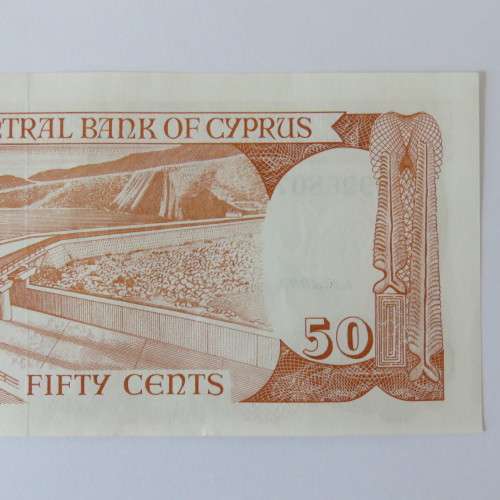 Cyprus 1989 banknote 50 cents uncirculated