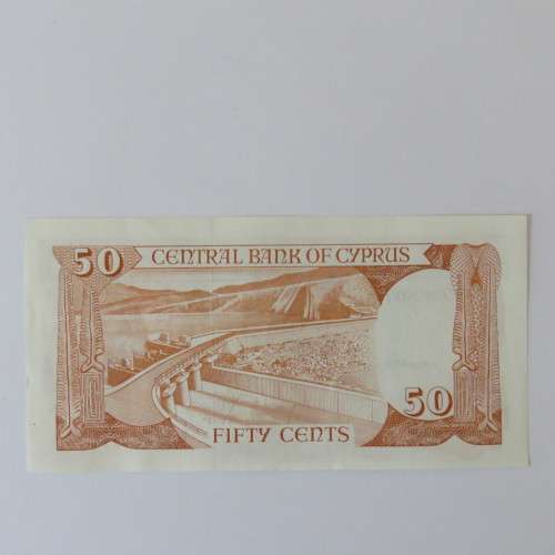 Cyprus 1989 banknote 50 cents uncirculated