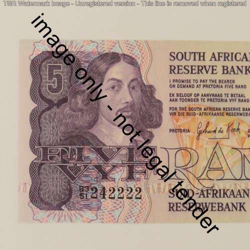 GPC de Kock 2nd issue R5 banknote uncirculated with nice number 242222