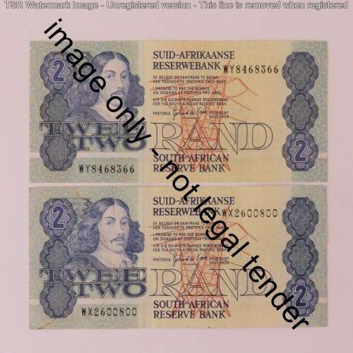 GPC de Kock 3rd issue R2 banknotes replacement - WW, WX, WY