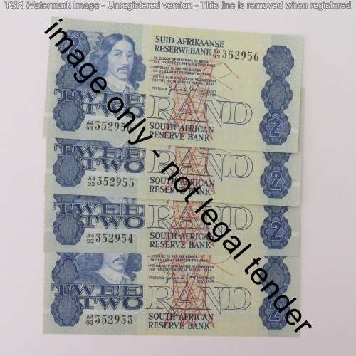 GPC de Kock 2nd Issue lot of 4 R2 notes with consecutive numbers