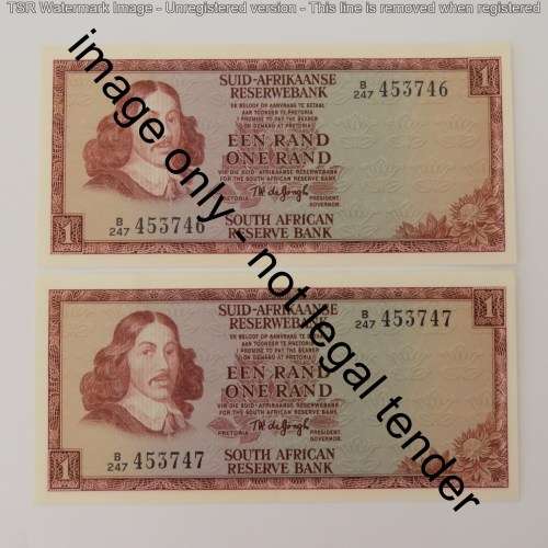 TW de Jongh 2nd issue R1 notes 8 consecutive numbers uncirculated
