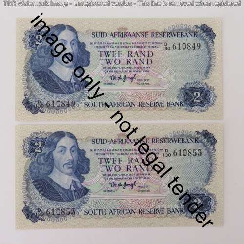 TW de Jongh Lot of 5 R2 banknotes with consecutive numbers - Uncirculated