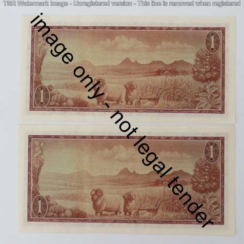 TW de Jongh 1st issue lot of 8 uncirculated R1 notes - Paperclip crease