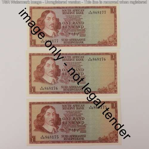 TW de Jongh 1st issue lot of 8 uncirculated R1 notes - Paperclip crease