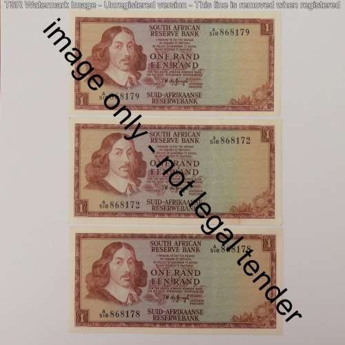 TW de Jongh 1st issue lot of 8 uncirculated R1 notes - Paperclip crease