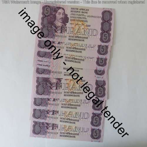 GPC de Kock lot of 16 R5 banknotes third issue 1989 uncirculated