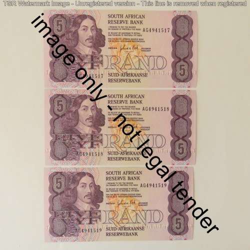 GPC de Kock lot of 16 R5 banknotes third issue 1989 uncirculated