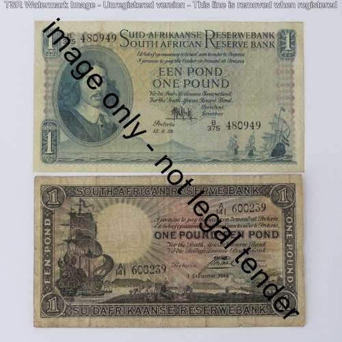 Postmus and de Kock 1 Pound banknotes - 1944 & 1959