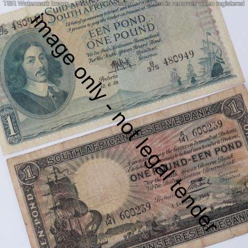 Postmus and de Kock 1 Pound banknotes - 1944 & 1959