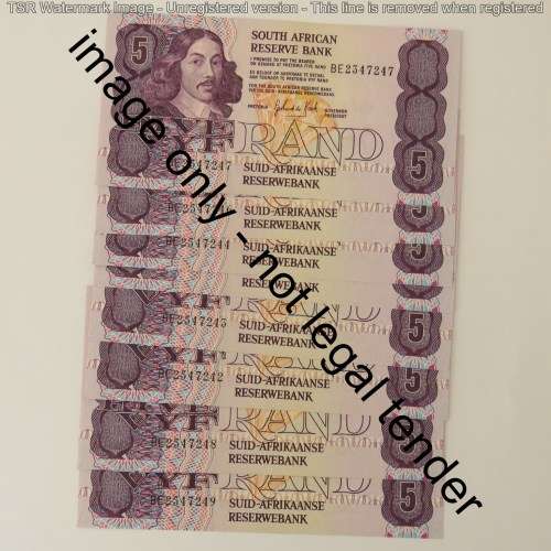 GPC de Kock lot of 8 R5 notes 3rd issue consecutive numbers