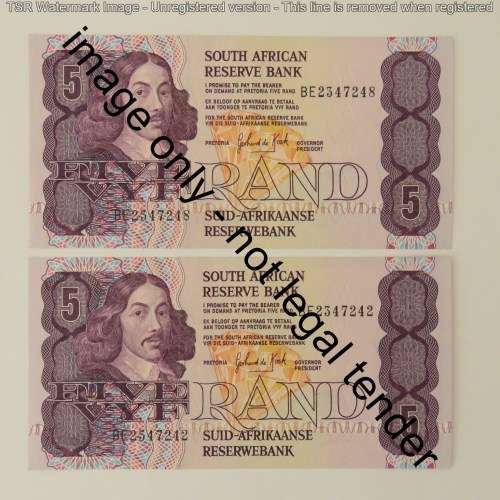 GPC de Kock lot of 8 R5 notes 3rd issue consecutive numbers