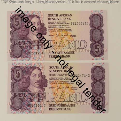 GPC de Kock lot of 8 R5 notes 3rd issue consecutive numbers