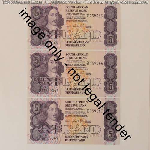 GPC de Kock 3rd issue R5 notes - 3 consecutive numbers - Uncirculated