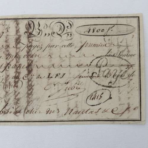 1805 French Napoleonic Bill of Exchange - 4800 Francs