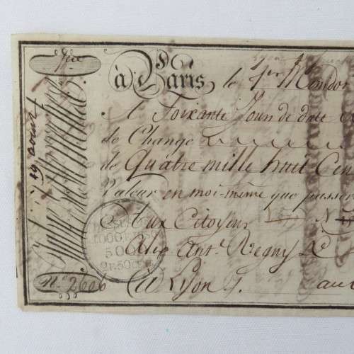 1805 French Napoleonic Bill of Exchange - 4800 Francs