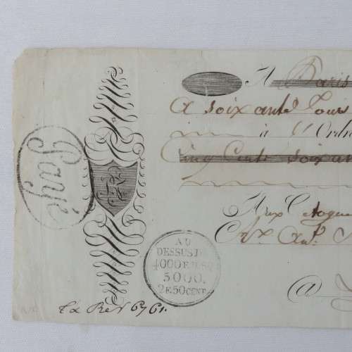French Napoleonic Bill of Exchange for 4560 Francs