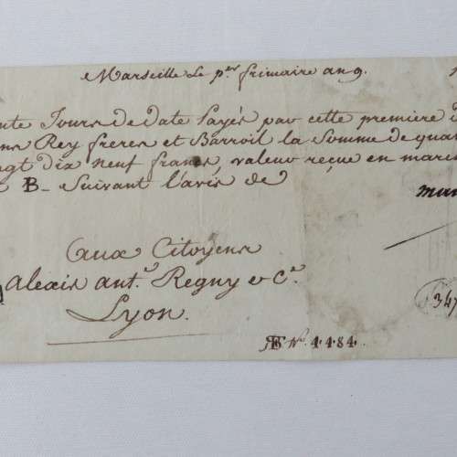 Early 1800`s French Napoleonic Bill of Exchange