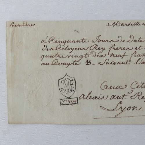 Early 1800`s French Napoleonic Bill of Exchange