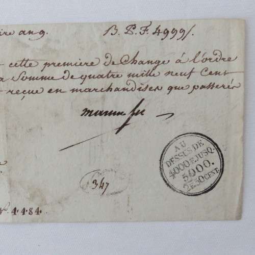 Early 1800`s French Napoleonic Bill of Exchange