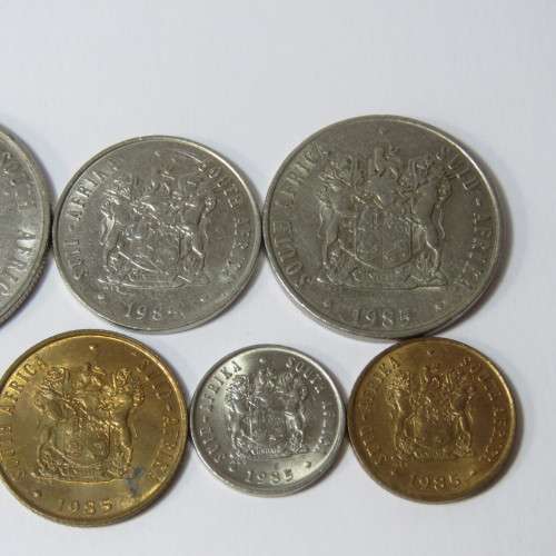 South Africa 1985 set of coins - 1 cent to 1 rand