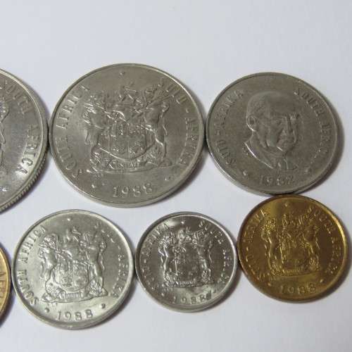 South Africa 1988 set of coins from 1 cent to 1 rand