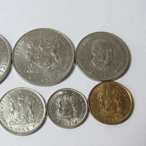 South Africa 1988 set of coins from 1 cent to 1 rand