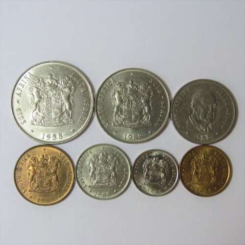 South Africa 1988 set of coins from 1 cent to 1 rand